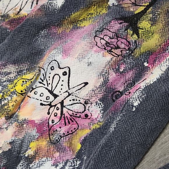 RARE!! Y2K Early 2000's Hand-Painted High Rise Baggy Wide Leg Pants - Picture 9 of 9